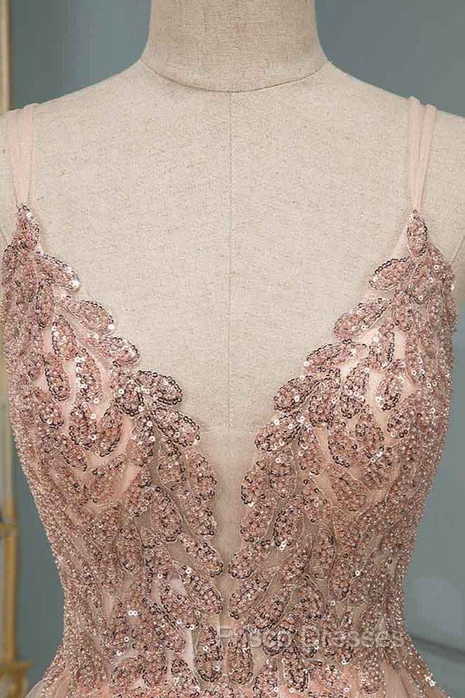 Glamorous Long A-line Sequins V-Neck Open Back Evening Formal Prom Dress Secondary image