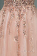 Glamorous Long A-line Sequins V-Neck Open Back Evening Formal Prom Dress