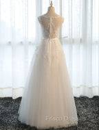 Glamorous Long Evening Dress Lace Cameo Pink Party Dress A Line Applique Tulle Maxi Formal Dress