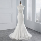 Glamorous Long Mermaid Tulle Appliques Lace Wedding Dress