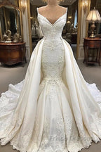 Glamorous Mermaid Sleeveless Lace Wedding Dress Overskit