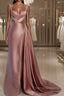 Pink Sweetheart Spaghetti Strap Formal Prom Dress with High Slit Trail