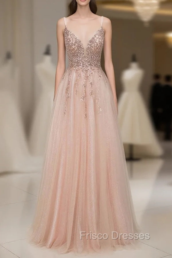 Glamorous Sequins V-Neck Long Evening Formal Prom Dress Floor Length Main image