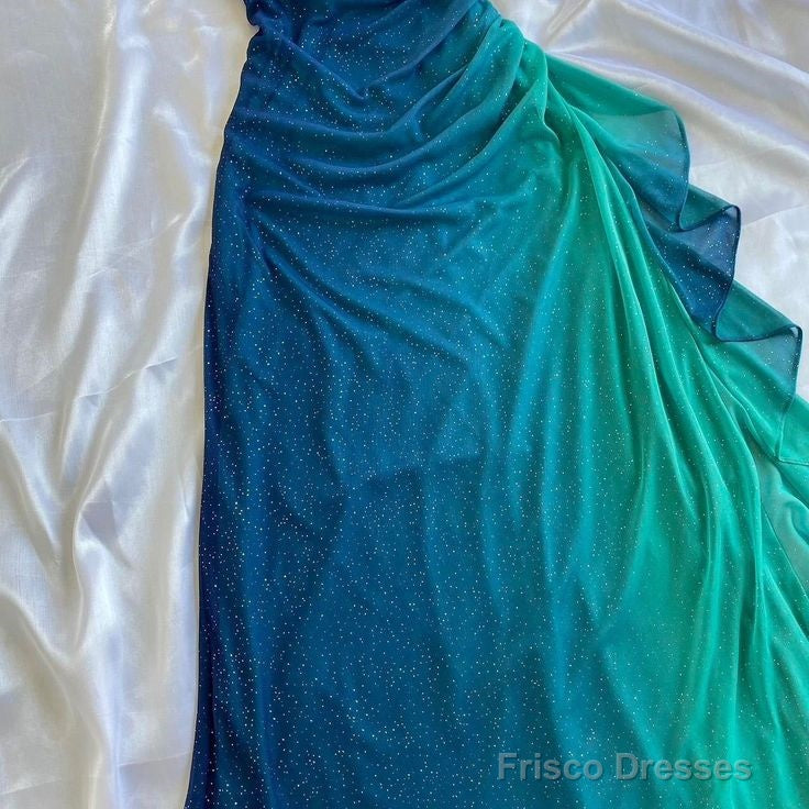 Glitter Blue Sweetheart Neck Bodycon Dress Ruffled Party Dress Spaghetti Strap Evening Dress Secondary image