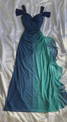 Glitter Blue Sweetheart Neck Bodycon Dress Ruffled Party Dress Spaghetti Strap Evening Dress