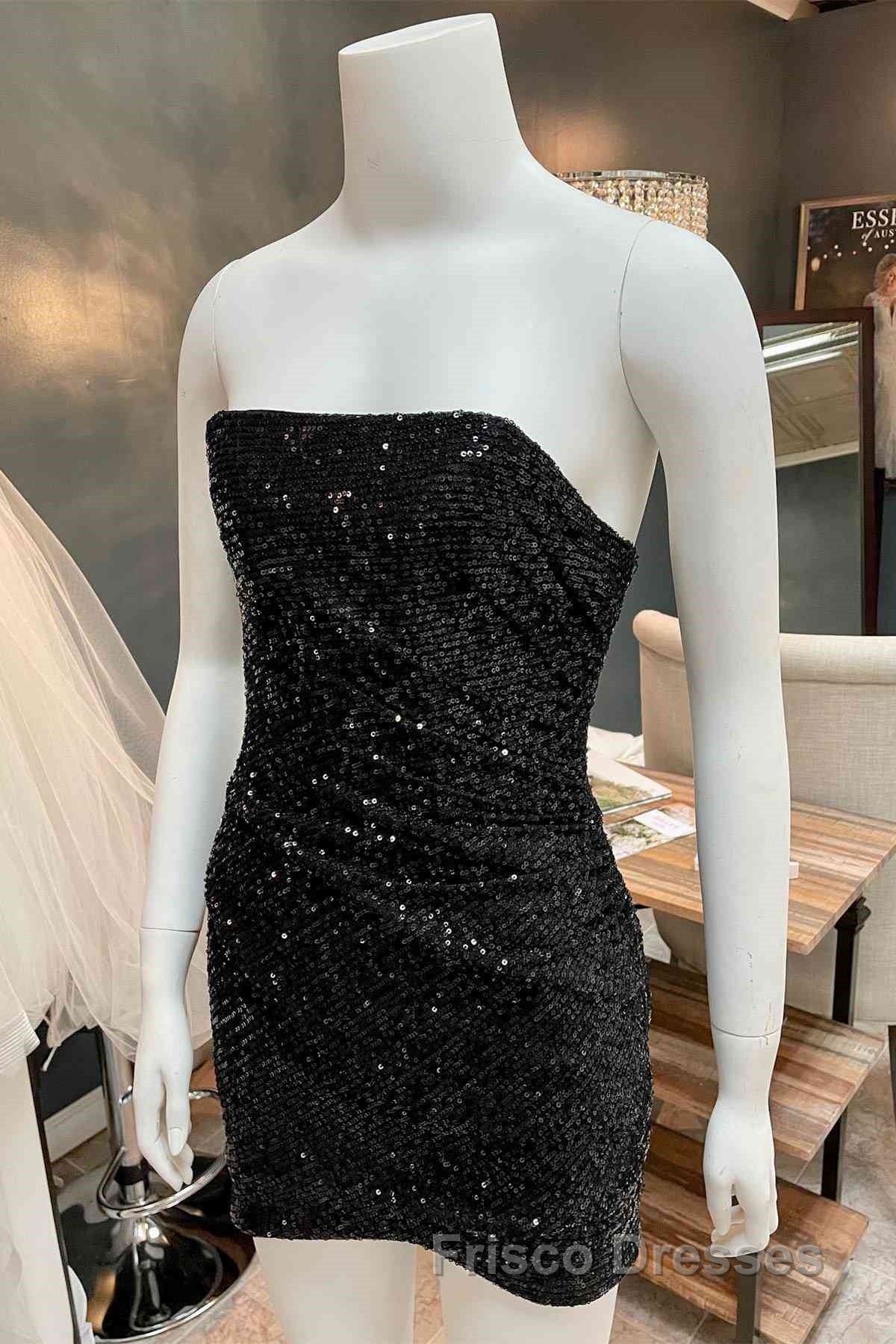 Glitter Orange Strapless Sequined Mini Homecoming Dress Secondary image