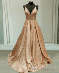Glitter Formal Prom Dress V Neck Multi Straps