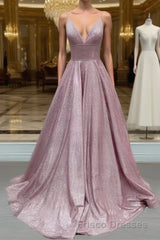 Glitter Formal Prom Dress V Neck Multi Straps