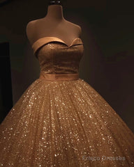 Glitter Tulle Prom Dresses Sweetheart Ball Gown