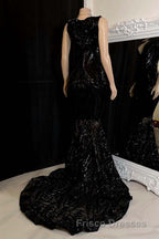 Glittery Long Red Mermaid Sleeveless Formal Prom Dress Sequin