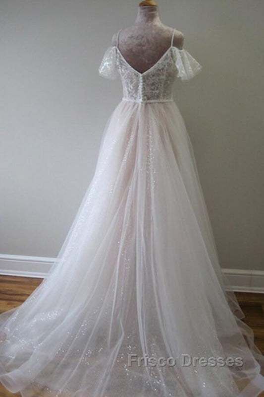 Glorious Cold-shoulder Chapel Train Wedding Dress Secondary image