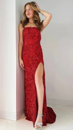 Gold Sequin Strapless Backless Mermaid Prom Dress