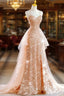 Gold Sequins Douber Straps Formal Prom Dress
