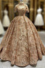 Gold Sequins Off the Shoulder Formal Prom Dress