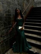 Gold Sequin Mermaid Long Prom Gown Evening Dress