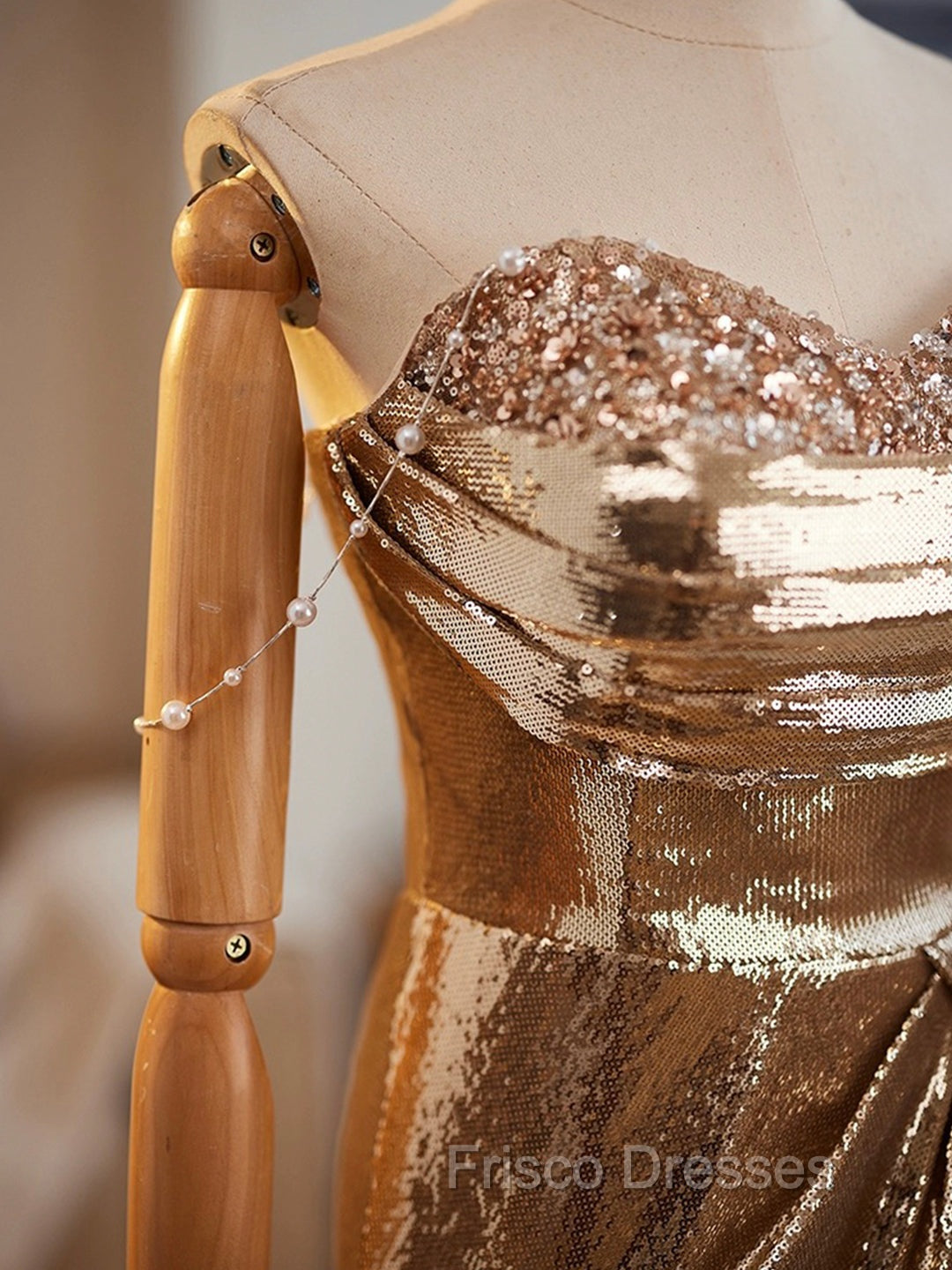 Golden Mermaid Sequins Long Formal Prom Dress Evening Dress