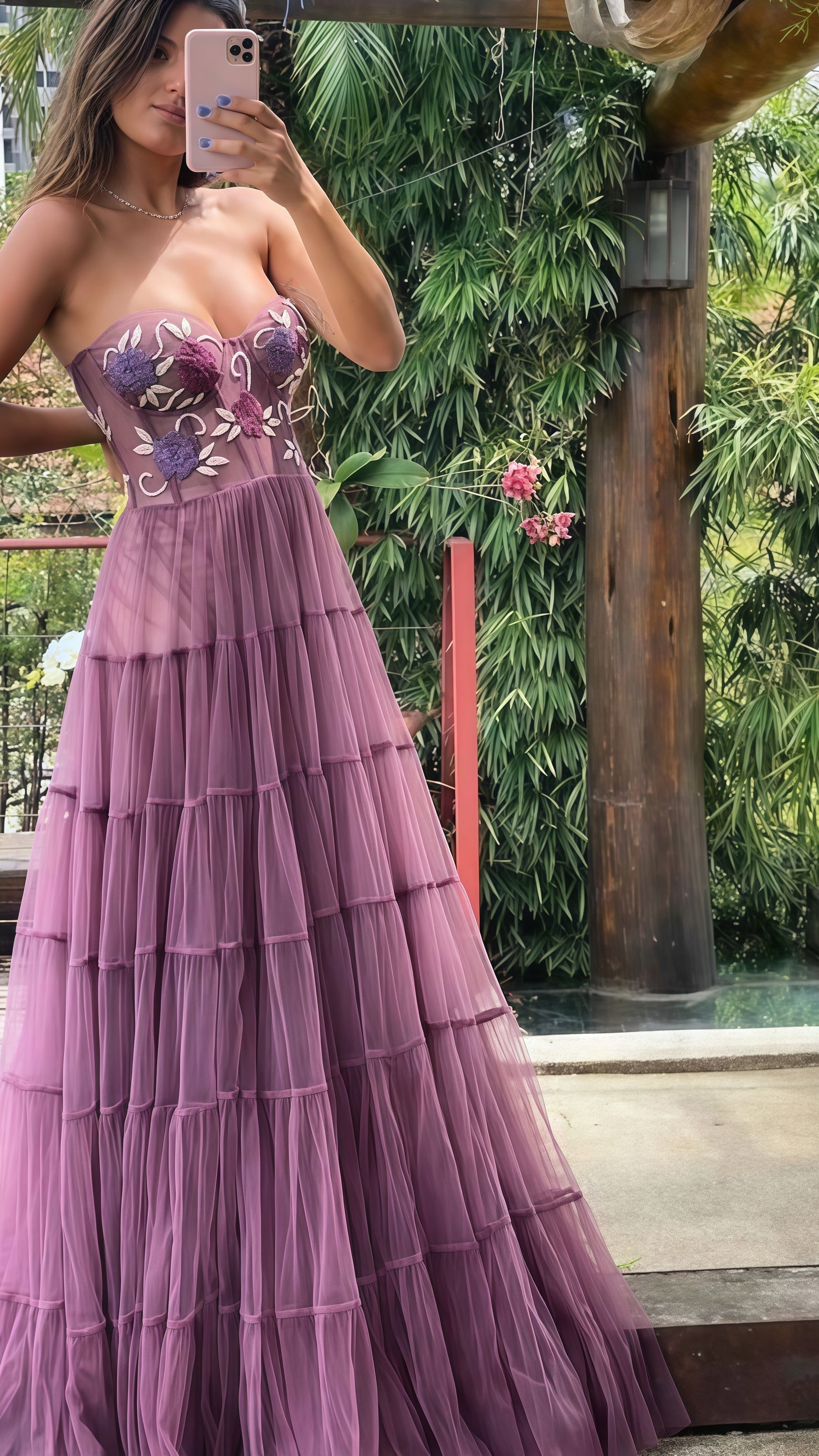 Gorgeous A Line Embroidery Prom Dresses, Lace Long Prom Dresses Formal Beads Evening Dresses Main image