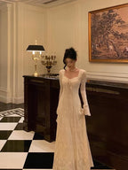 Gorgeous A Line Long Sleeves White Lace Date Night Dress Prom Dresses Birthday Outfits