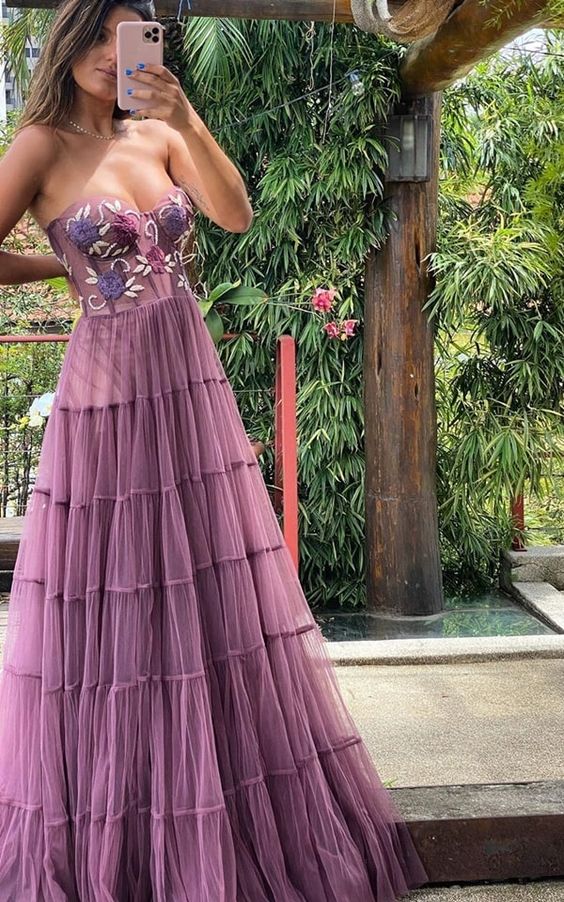 Gorgeous A Line Prom Dresses,Lace Long Prom Dresses Formal Beads Evening Dresses Main image