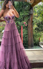 Gorgeous A Line Prom Dresses,Lace Long Prom Dresses Formal Beads Evening Dresses