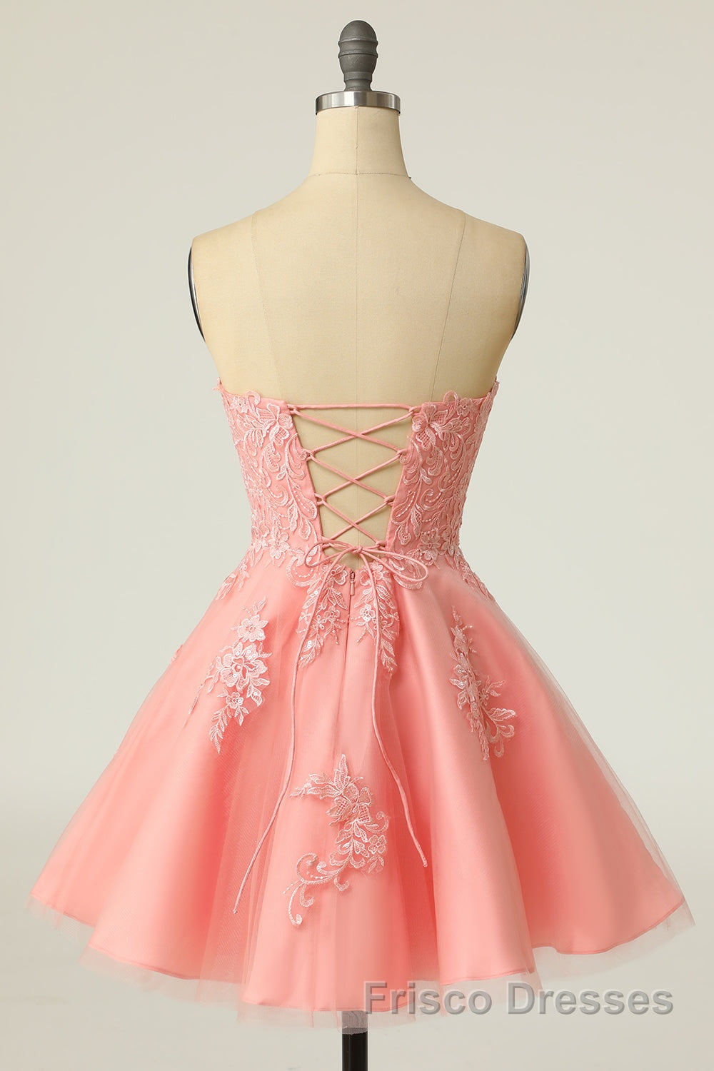 Gorgeous Pink A-Line Short Mini Tulle Homecoming Dresses With Appliques Secondary image