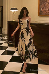 Gorgeous A Line Spaghetti Straps Black Date Night Dress Prom Dresses Birthday Outfit