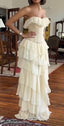 Gorgeous  A-Line Strapless Chiffon Long Prom Dresses Formal Evening Dress