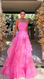 Gorgeous A Line Strapless Pink Long Prom Dress