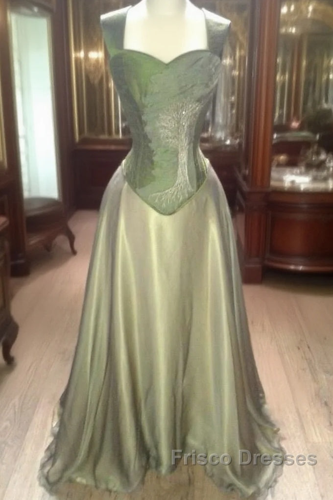 Gorgeous A Line Straps Floor Length Satin Retro Evening Dress Formal Prom Dress Main image