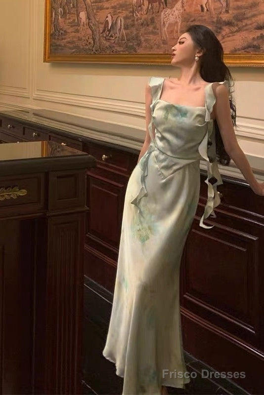 Gorgeous A Line Straps Mint Green Date Night Dress Prom Dresses With Ruffles Party Dress Birthday Outfits Main image