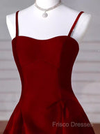 Gorgeous A Line Straps Satin Burgundy Formal Prom Dress
