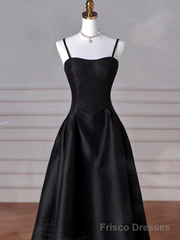 Gorgeous A line Straps Satin Burgundy Prom Dress