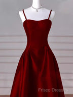 Gorgeous A Line Straps Satin Burgundy Formal Prom Dress