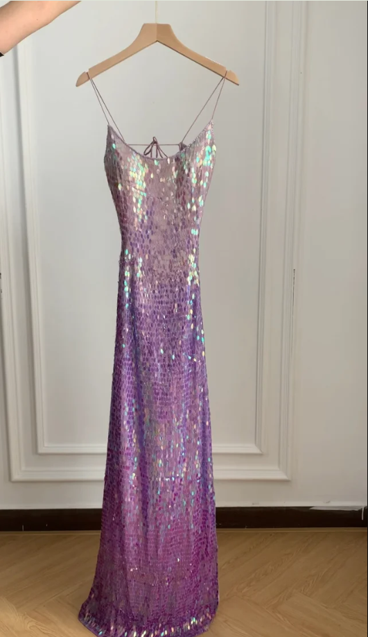 Gorgeous And Dazzling Backless Sequined Long Prom Dress Evening Dress Main image