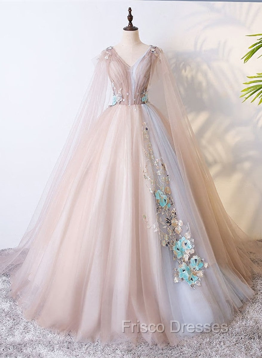 Gorgeous Ball Gown Tulle V-neckline Long Party Gown, New Formal Prom Dress