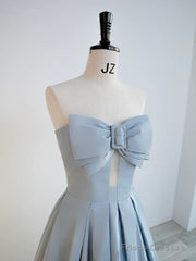 Gorgeous Balll Gown Sweetheart Blue Satin Long Evening Dress Prom Dresses