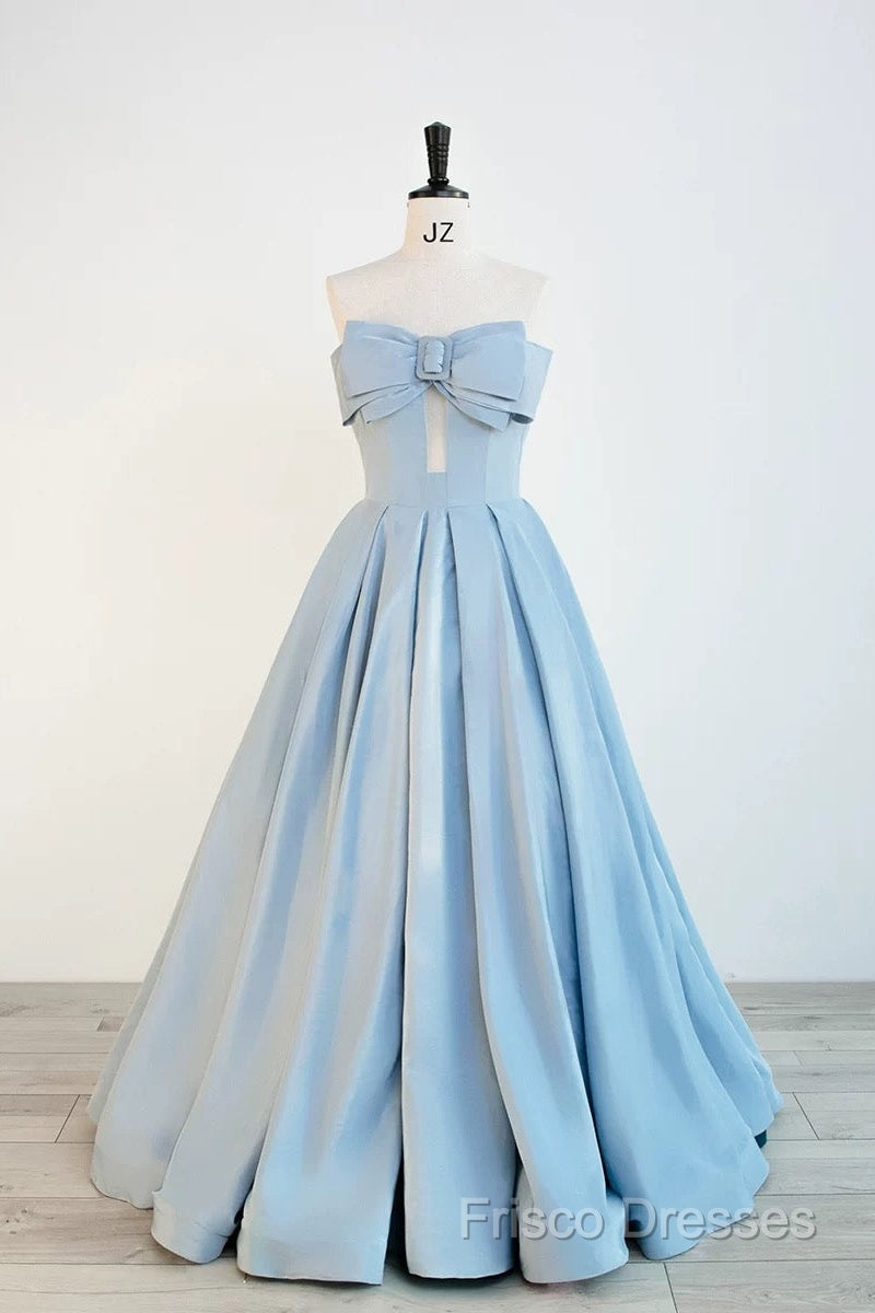 Gorgeous Balll Gown Sweetheart Blue Satin Long Formal Dress Formal Prom Dress