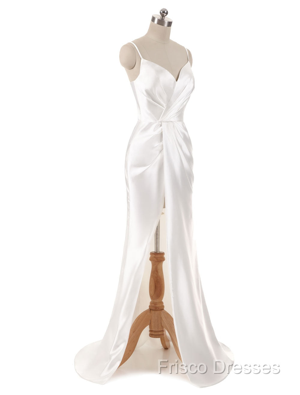 Gorgeous Beach Wedding Dress Mermaid Sleeveless Formal Dress V Neck Straps Split Ivory Bridal Gown With Court Train