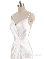 Gorgeous Beach Wedding Dress Mermaid Sleeveless Formal Dress V Neck Straps Split Ivory Bridal Gown With Court Train