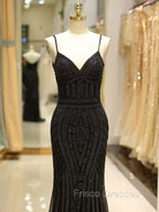Gorgeous Black Evening Dress Mermaid Luxury Heavy Beaded Straps Long Formal Evening Dress