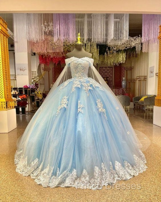 Gorgeous Light Blue Quinceanera Dress With Cape Princess Birthday Sweet 15