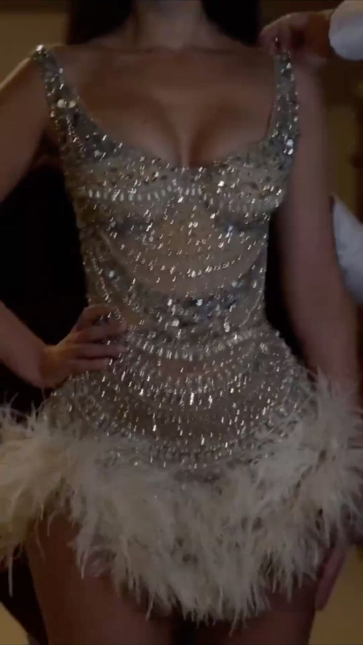 Gorgeous Champagne Sequin Beaded Sheath Cocktail Dress Formal Homecoming Dress Secondary image