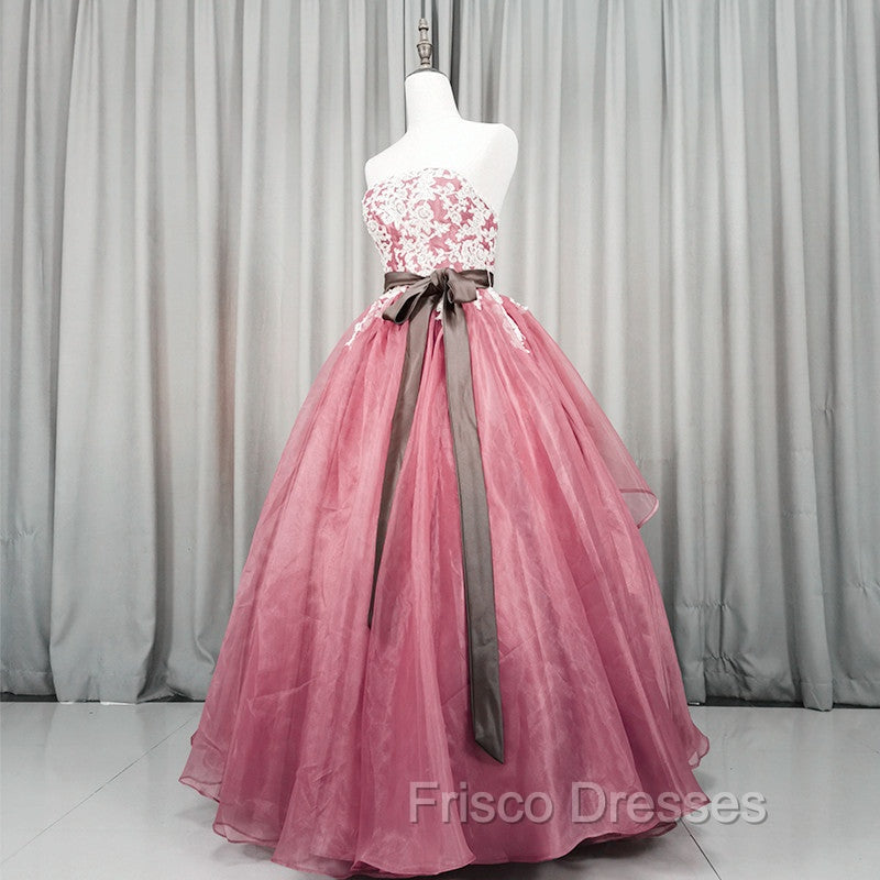 Gorgeous Dark Pink Organza with Lace Formal Gown, Quinceanera Dress Secondary image