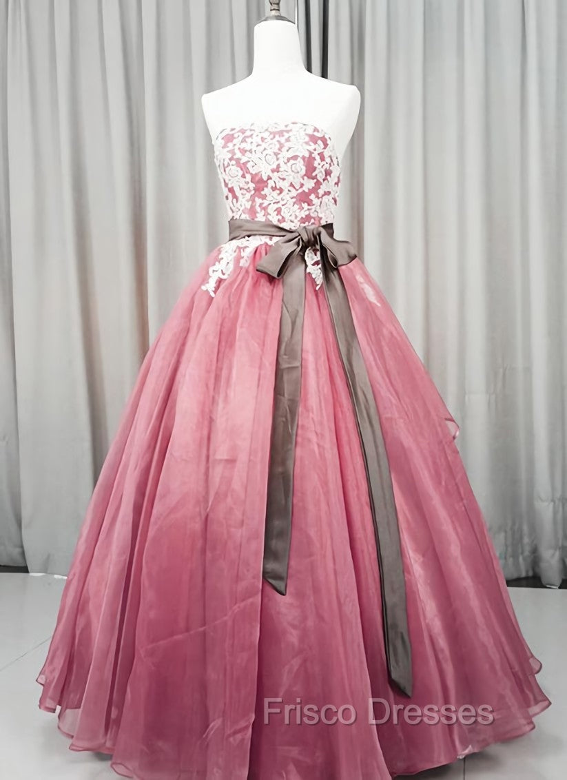 Gorgeous Dark Pink Organza with Lace Formal Gown, Quinceanera Dress Main image