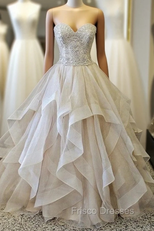 Gorgeous Embroidery Beading Sweetheart Organza Layered Wedding Ball Gown Dress Main image