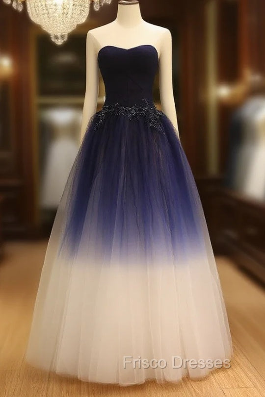 Gorgeous Gradient Tulle Ball Gown Evening Dress, Tulle Party Dress with Applique Secondary image