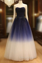 Gorgeous Gradient Tulle Ball Gown Evening Dress, Tulle Party Dress with Applique