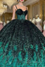 Gorgeous Green Sequins Feathers Ball Gown Quinceanera Dress Formal Sweet 16 Formal Prom Dress