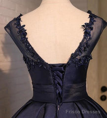 Gorgeous High Low Satin Homecoming Dress, Round Neckline Lace-Up Dress