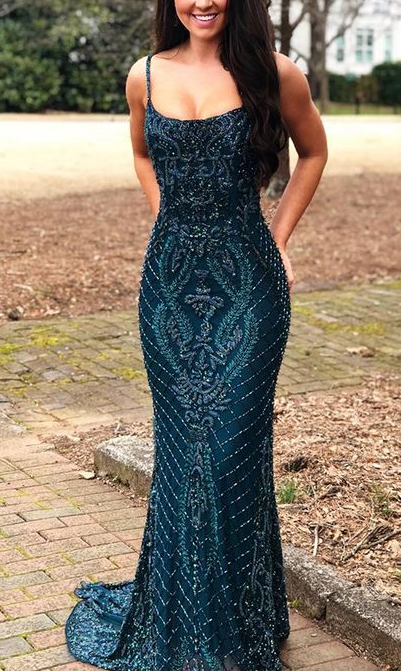 Gorgeous Square Neck Beading Mermaid Evening Prom Dress Main image
